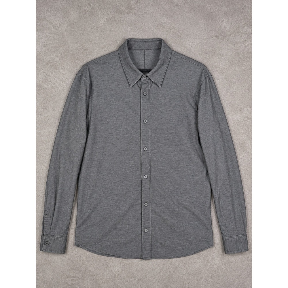 Lululemon Commission Button Down Shirt Mens Large Gray Long Sleeve Performance